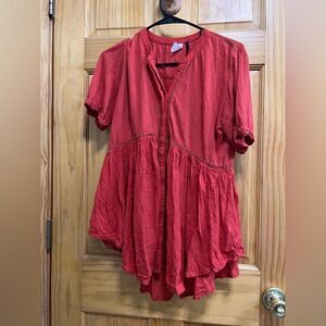Anthropologie burnt orange size XS shirt sleeve button down blouse